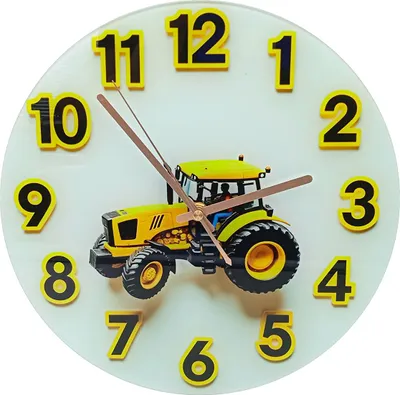 Produktbild von Wanduhr weiß 30 cm – Gelber Traktor