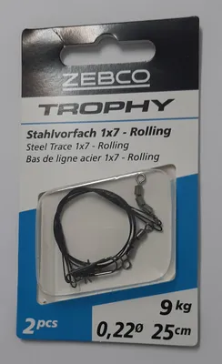 Produktbild von Zebco Trophy Stahlvorfach Hecht Stahlvorfächer 1x7 25cm 9kg 2 Stück
