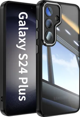 Immagine prodotto di Custodia per cellulare Samsung Galaxy S24+ Protezione militare ibrida trasparente in TPU PC con copertura della fotocamera nera