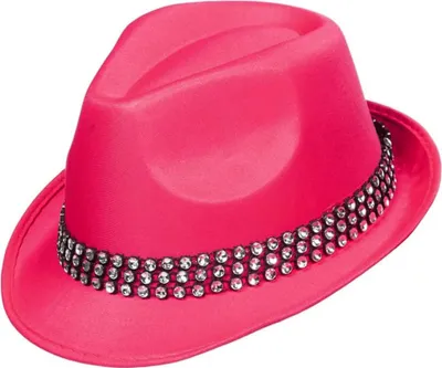 Produktbild von Pinker Fedora Party-Hut (mit Strass-Band)