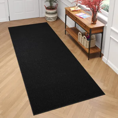 Produktbild von Tapiso Läufer MONO Modern Schwarz Einfarbig Wohnzimmer Schlafzimmer 120 x 1500