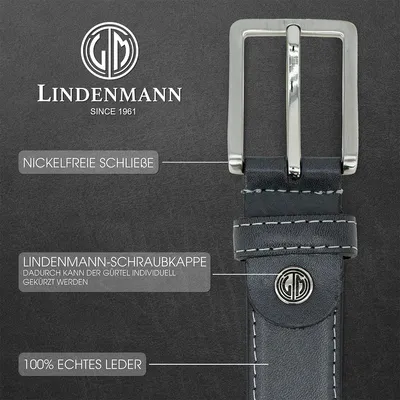 Produktbild von Gürtel Herren Ledergürtel Herren Gürtel Herren, Rindleder XL, in 3 Farben, mittelbraun / marine / grau, Größe / Size:Bundweite 110 cm Gesamtlänge 125 cm W 43.3 XL, Farbe / Color:grau