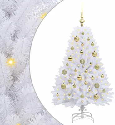 Produktbild von Künstlicher klappbarer Weihnachtsbaum Weiß 120 cm PVC und Stahl
