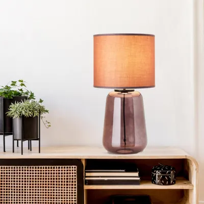 Produktbild von Tischlampe, 56 cm Höhe, Ø 30 cm, E27, max. 60 W, Schalter, Glas/Textil