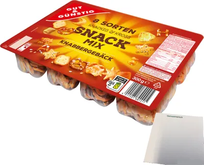 Produktbild von Gut & Günstig Snack Mix knusprige Knabbervielfalt (300g Packung) + usy Block