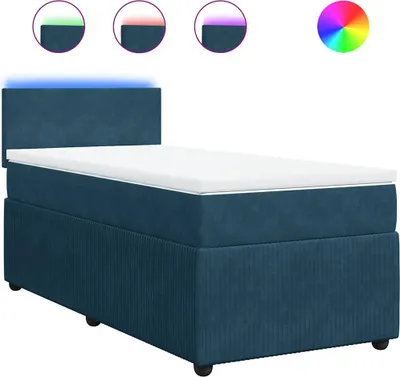 Produktbild von vidaXL Boxspringbett mit Matratze Blau 80x200 cm Samt