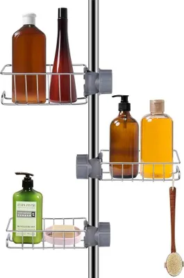 Produktbild von Famanu Duschregal ohne Bohren - 3-teilig, Seifenhalter aus Edelstahl (silber)