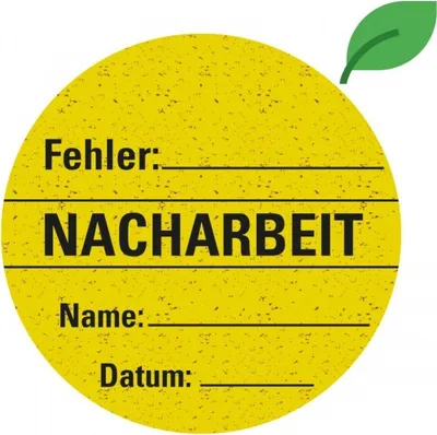Produktbild von Dreifke® Aufkleber | Organisationsetikett Nacharbeit, gelb, Graspapier, selbs...