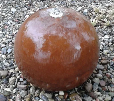 Produktbild von Kugelbrunnen 50 cm Cortenstahl incl. LED ohne Becken Brunnenkugel Gartenbrunnen