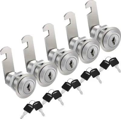Produktbild von 5 Stück 28.5mm Briefkastenschloss Gleichschliessend Möbelschlösser, Zylinderschloss Set mit 10 Schlüssel Zylinder Cam Lock Schrankschloss Nockenschloss Spindtürschloss Schlüssel sind gleich