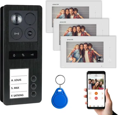 Produktbild von BALTER ERA Schwarz IP Aufputz 7" WiFi Monitor RFID Full HD Video Türsprechanlage Set 3 Familienhaus