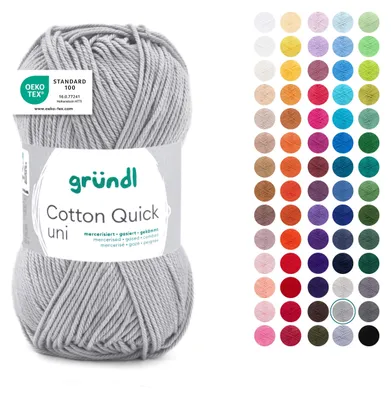 Produktbild von Gründl Wolle Baumwolle Quick uni Häkelgarn 1 Knäuel 50 g, mittelgrau