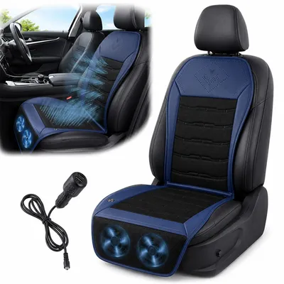 Produktbild von 12V Auto-Klimasitzbezug, Sitzauflage mit Kühl- und Heizfunktion, 3D-Mesh-Gewebe, leiser Lüfter, universeller Sitzbezug für Limousine und SUV