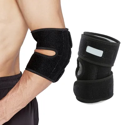 Produktbild von 2 Stück Tennisarm-Stützbandage, Ellbogenbandage bei Sehnenentzündung, verstellbare Ellbogenbandage mit Doppelfederstabilisator (schwarz)