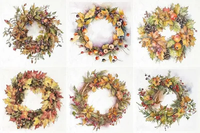Produktbild von Reispapier-Set - ITD RSM098 Herbstkränze