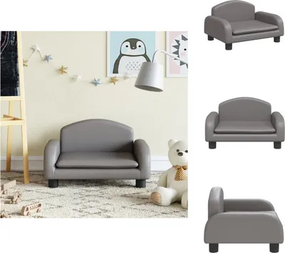 Produktbild von vidaXL Kindersofa Grau 50x40x30 cm Kunstleder -  Baby- & Kleinkindmöbel