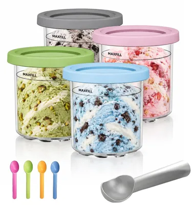 4 Eisbehälter mit Deckel für Ninja Creami NC301/NC300