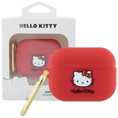 Produktbild von Hello Kitty Silikon 3D Kitty Kopf Hülle Für Airpods Pro 2 (2022/2023) - Rot