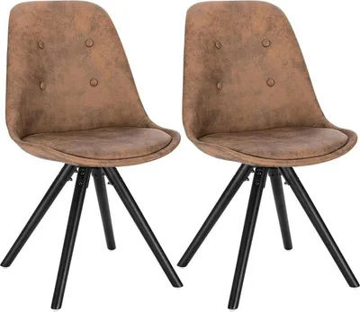 Productafbeelding van Bolt Edge bezoekersstoelen – set van 2 – donkerbruine bekleding – houten poten – zithoogte 46 cm