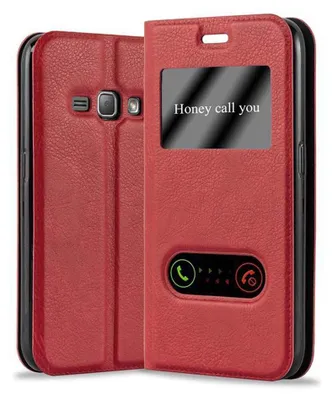 Image de Cadorabo Housse pour Samsung Galaxy J1 2015 Housse en rouge Housse pour portable Book Case Cover Etui