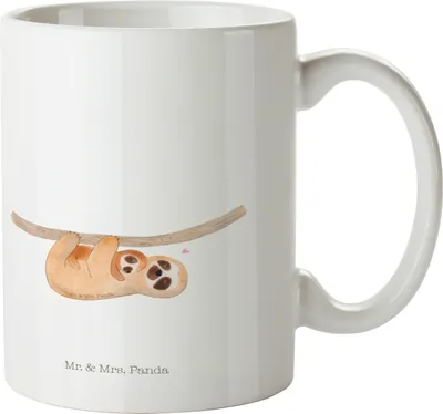 Produktbild von Mr. & Mrs. Panda Pott Faultier Kind - Weiß - Geschenk, Mutter, Mehrwegbecher, Kinder, Mom-life, Geburt, Mama, Trinklernbecher, Kinderbecher, Plastikbecher, Baby