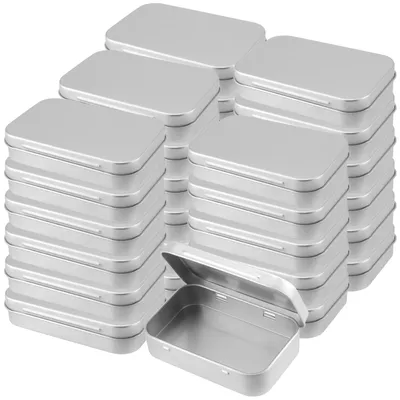 30er-Pack rechteckige Blechdosen 94x61x20 mm, silber