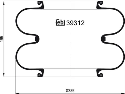 Produktbild von FEBI BILSTEIN Luftfederbalg 39312 für MAN TGL 195mm 285mm 2,2kg