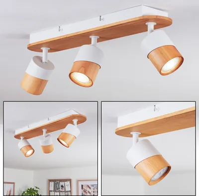 Produktbild von Trevenzuolo moderne Deckenlampe aus Metall/Holz in Weiß/Natur