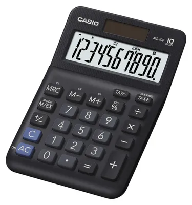 Immagine prodotto di Calcolatrice da tavolo Casio® MS-10F - alimentata a energia solare/batteria, 10 cifre, display LC, nero