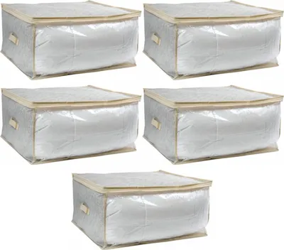 Obrázek produktu pro MSV® 5 kusů - Skládací XXL úložný vak pod komodu se zipem na peřiny 57 x 30 x 50 cm
