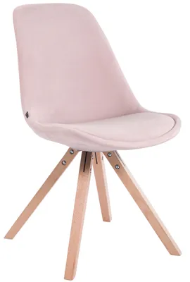 Produktbild von CLP Besucherstuhl Toulouse Samt Square mit Sitzpolster und eckigen Holzbeinen pink Gestell Farbe natur