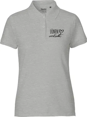 Produktbild von Huuraa Damen Polo Shirt Lünen verliebt L Sport Grey Bio Baumwolle Fairtrade Poloshirt Geschenkidee