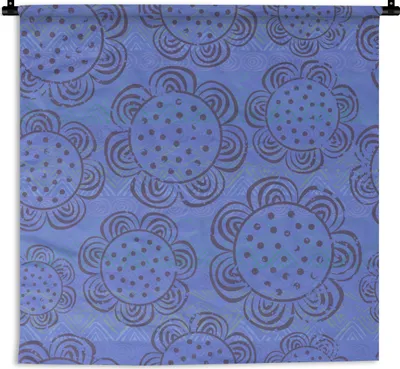Produktbild von MuchoWow® Wandteppich Wandbehang Blumen - Muster - Blau 90x90 cm Tapisserie Dekoration Wandtuch - Wandaufhänger