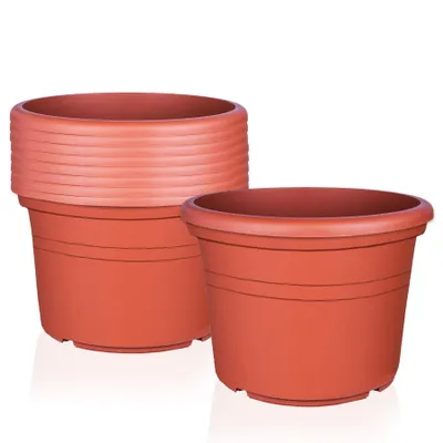 Produktbild von BigDean 9X Blumentopf Ø 40 cm Farbe Terrakotta Kunststoff Pflanztopf Containertopf Übertopf Pflanzkübel rund 40 x 28 cm