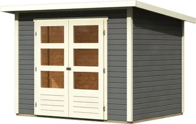 Produktbild von Karibu Gartenhaus Gerätehaus Stockach 3 terragrau 246x186x197 cm