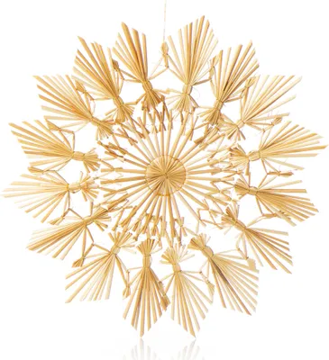 Produktbild von COM-FOUR® Großer Strohstern - Anhänger für den Weihnachtsbaum - natürlicher Christbaum-Schmuck - Weihnachtsdekoration