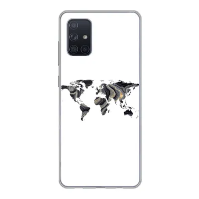 Produktbild von MuchoWow® Handyhülle Schutzhülle Hülle für Samsung Galaxy A51 Weltkarte - Gold - Linie Silikon Softcase Handy Hülle - Schutzabdeckung