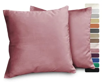 Immagine prodotto di Set di 2 federe in velluto premium Beautex, ideali per cuscini da divano e decorativi, color rosa antico, 40x40 cm