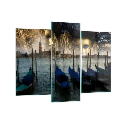 Produktbild von Bilder auf glas - Gondel Wasser Kanal - 130x100cm - Glasbilder - Wandbilder - Kunstdruck - zum Aufhängen bereit - Wanddekoration aus Glas - Glas Bilder - Wandbild auf Glas - 3 Teile - GCB130x100-0250