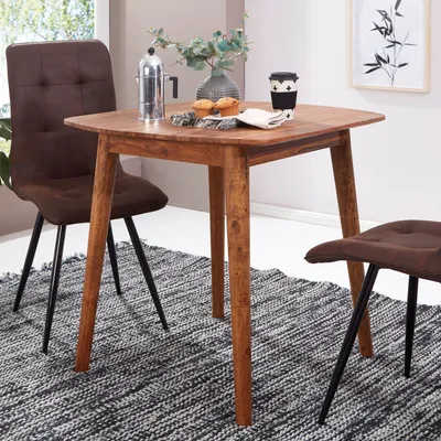 Produktbild von FineBuy Esszimmertisch 80 cm Sheesham Massivholz Tisch Designer Küchentisch Holz Massiver Holztisch rustikal Speisetisch massives Echt-Holz modern