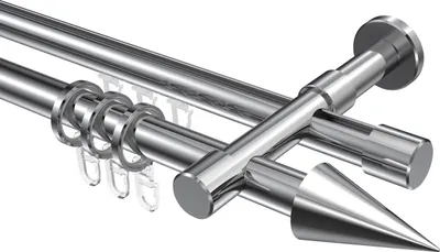 Produktbild von Interdeco Rundrohr-Innenlaufstange / Gardinenstange (Kombination) Chrom, Typ Prestige Savio (Kegel), 20 mm Ø 2-läufig, 100 cm