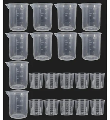 Image de Verres gradués en plastique, 20 pièces, transparents, 30 ml et 100 ml, avec graduation, pour la cuisine et le laboratoire