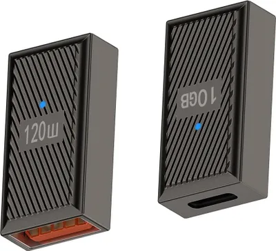 Produktbild von INF USB A Buchse auf Typ-C Stecker 120W Adapter - Gunmetal, Schnellladung
