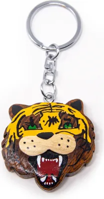 Immagine prodotto di Ciondolo portachiavi in legno - testa di tigre