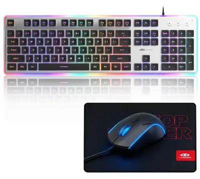 Produktbild von Gaming Tastatur Maus Set GK970, 104 Tasten, RGB, Membran, kabelgebunden, 6-Tasten-Maus, 3200 DPI, USB