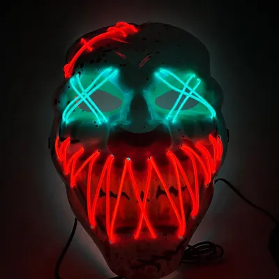 Produktbild von LED Halloween Maske steuerbar – leuchtende Purge Maske für Halloween, Fasching & Karneval Kostüm für Herren & Damen