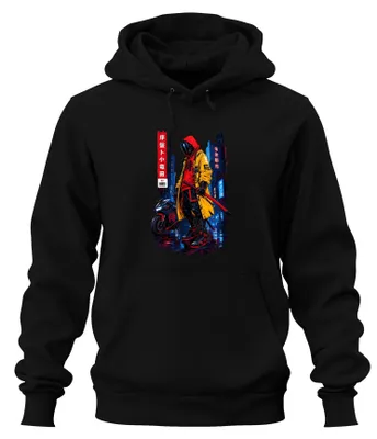 Productafbeelding van Cyberpunk Samurai Katana, Japanse anime, Japan, Y2K, manga, hoodie, zwart, maat S