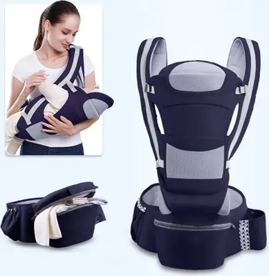 Produktbild von Bauchtragen 0-48M Ergonomische Babytrage 15 Mit Way Infant Baby Hipseat Carrier Vorderseite mit Blick auf Ergonomic Kangaroo Baby Wrap Sling Travel,Navy blau