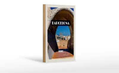 Produktbild von Holzschild Reise 12x18 cm Barcelona Spanien Stadt Reiseziel
