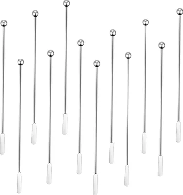 Produktbild von 12 Cocktailrührstäbchen, wiederverwendbare Kaffeerührstäbchen aus Edelstahl für Bar, Party, Zuhause und Büro